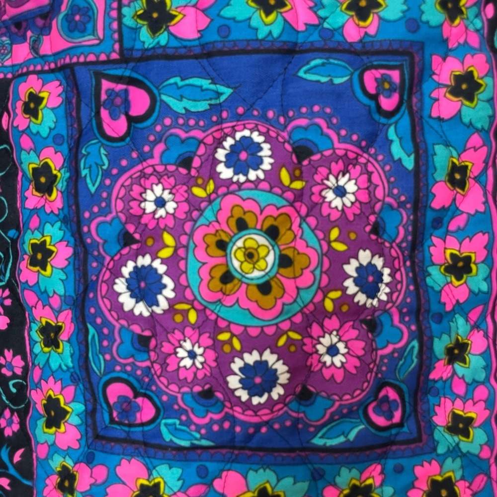 Vintage 70s Top Psychedelic Quilted Sleeveless Patchwork Print Women Boxy Hippie - Picture 10 of 15